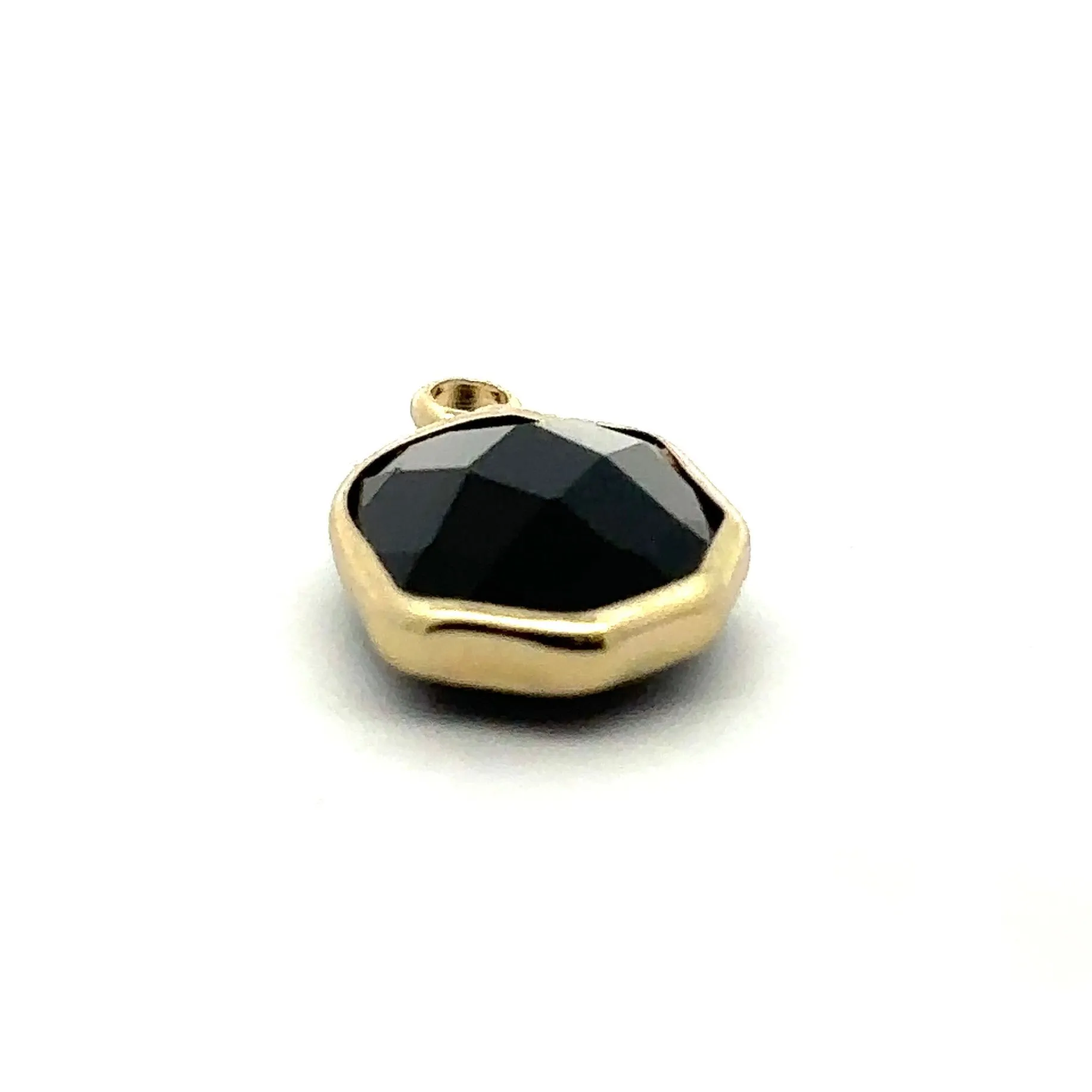 Black Oval Hexagon Charm, Gold Plated, Sku#M2139