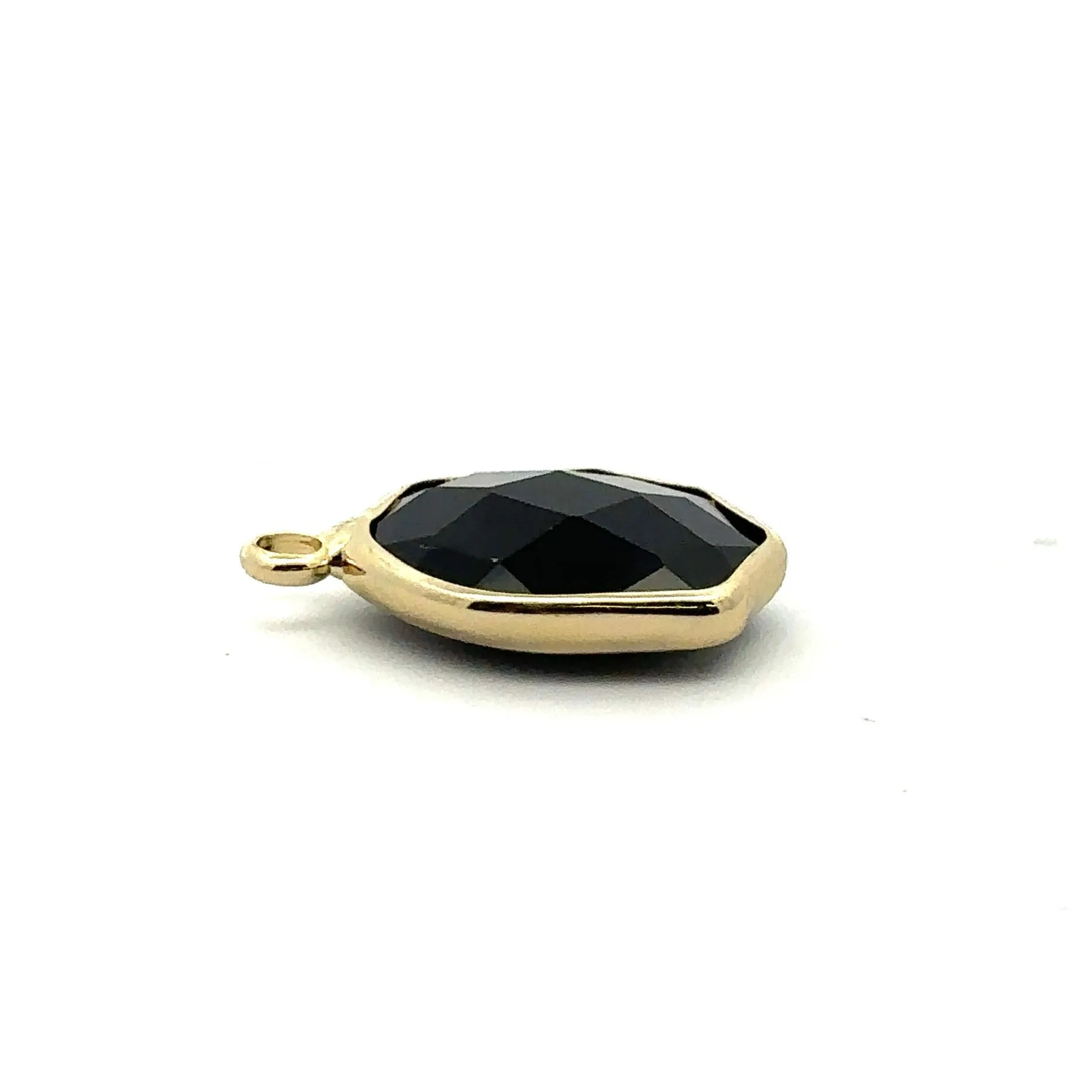 Black Oval Hexagon Charm, Gold Plated, Sku#M2139
