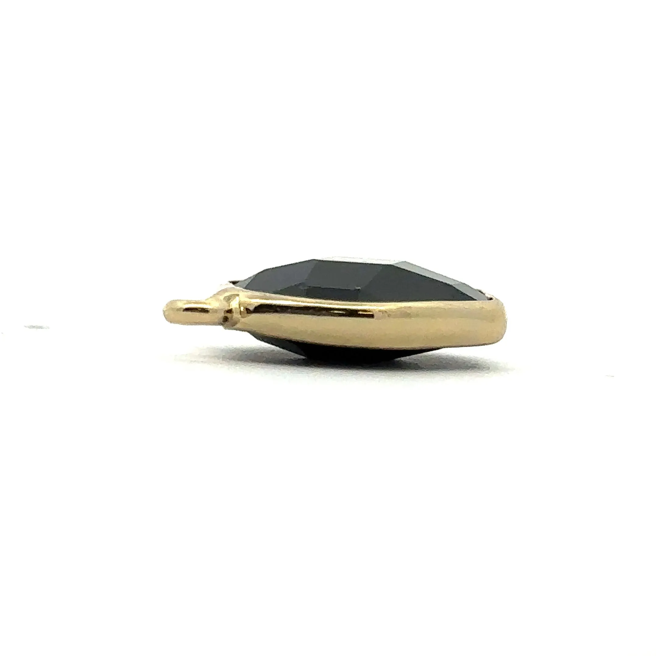 Black Oval Hexagon Charm, Gold Plated, Sku#M2139