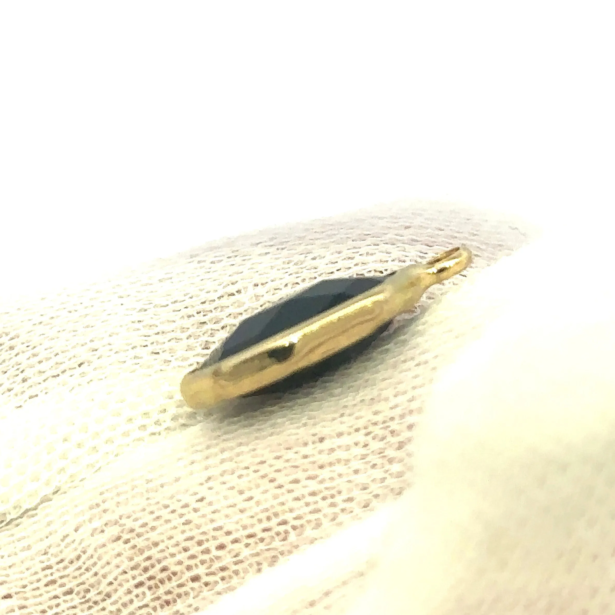 Black Oval Hexagon Charm, Gold Plated, Sku#M2139