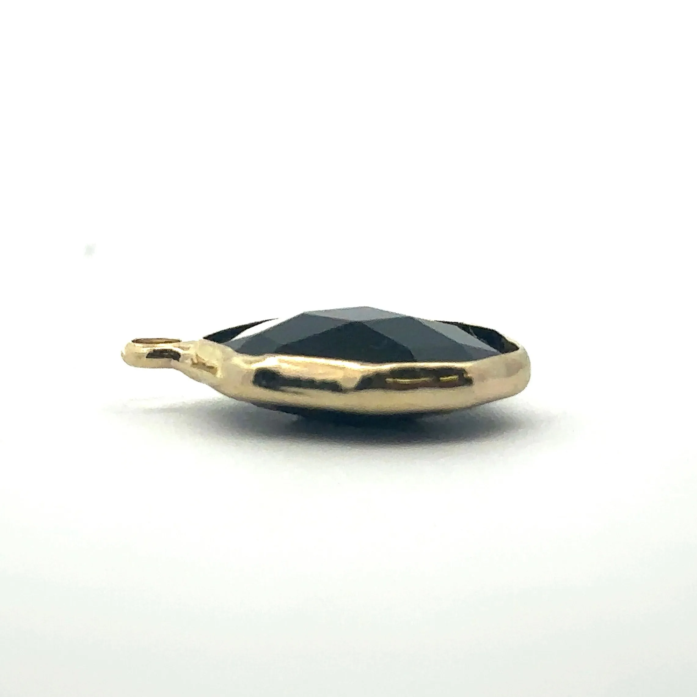 Black Oval Hexagon Charm, Gold Plated, Sku#M2139