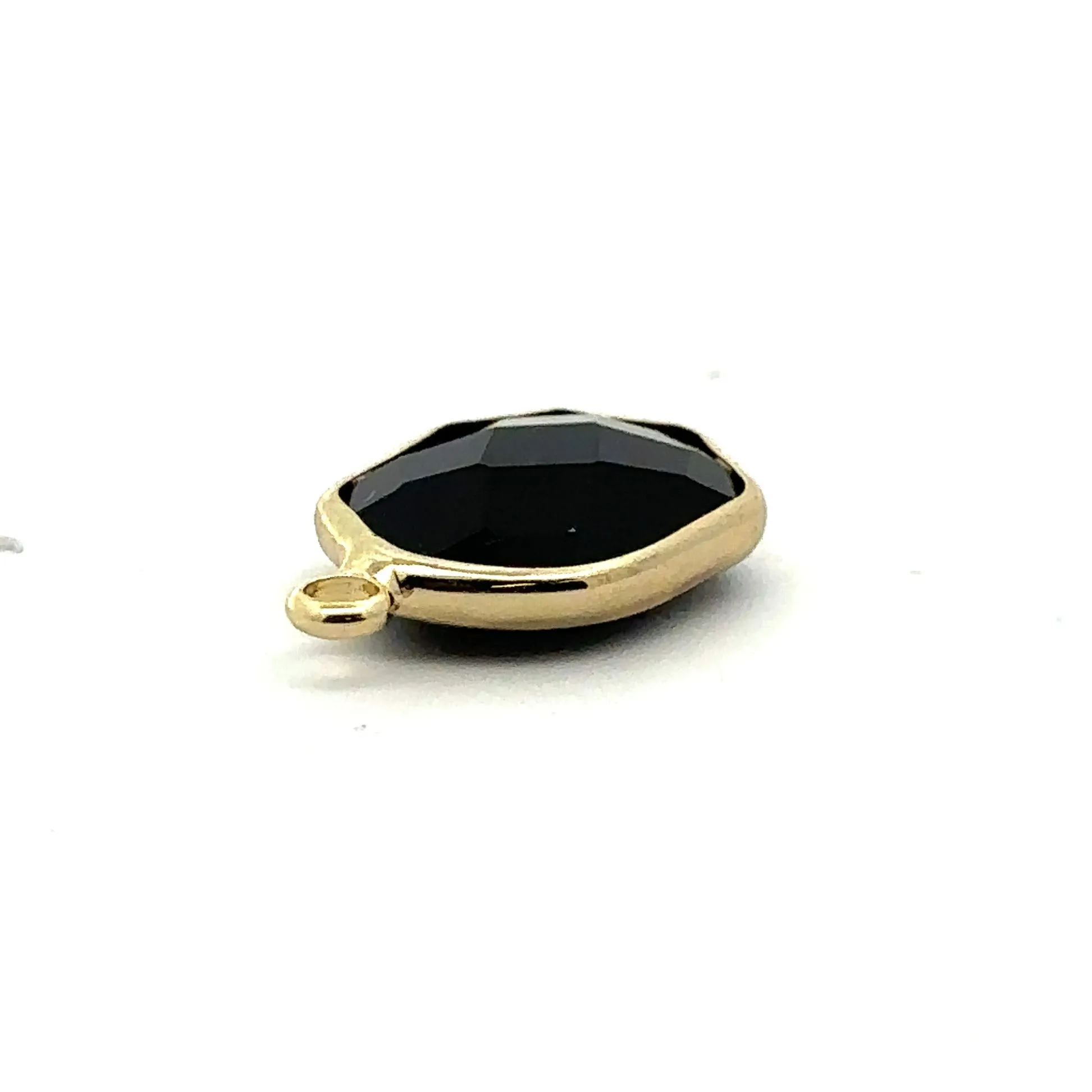 Black Oval Hexagon Charm, Gold Plated, Sku#M2139