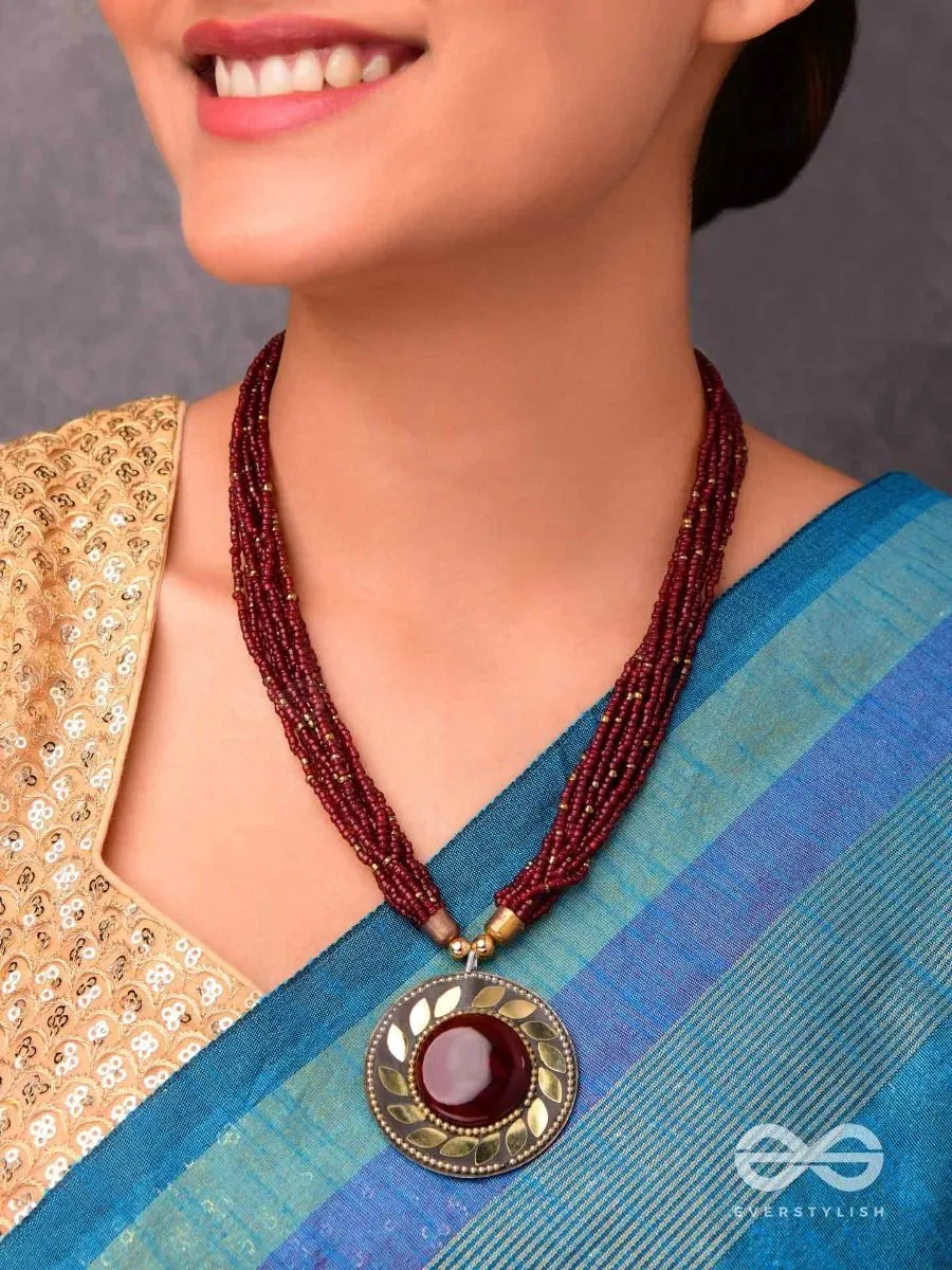 The Timeless Elegance- Beautiful Beaded Neckpiece (Mulberry)